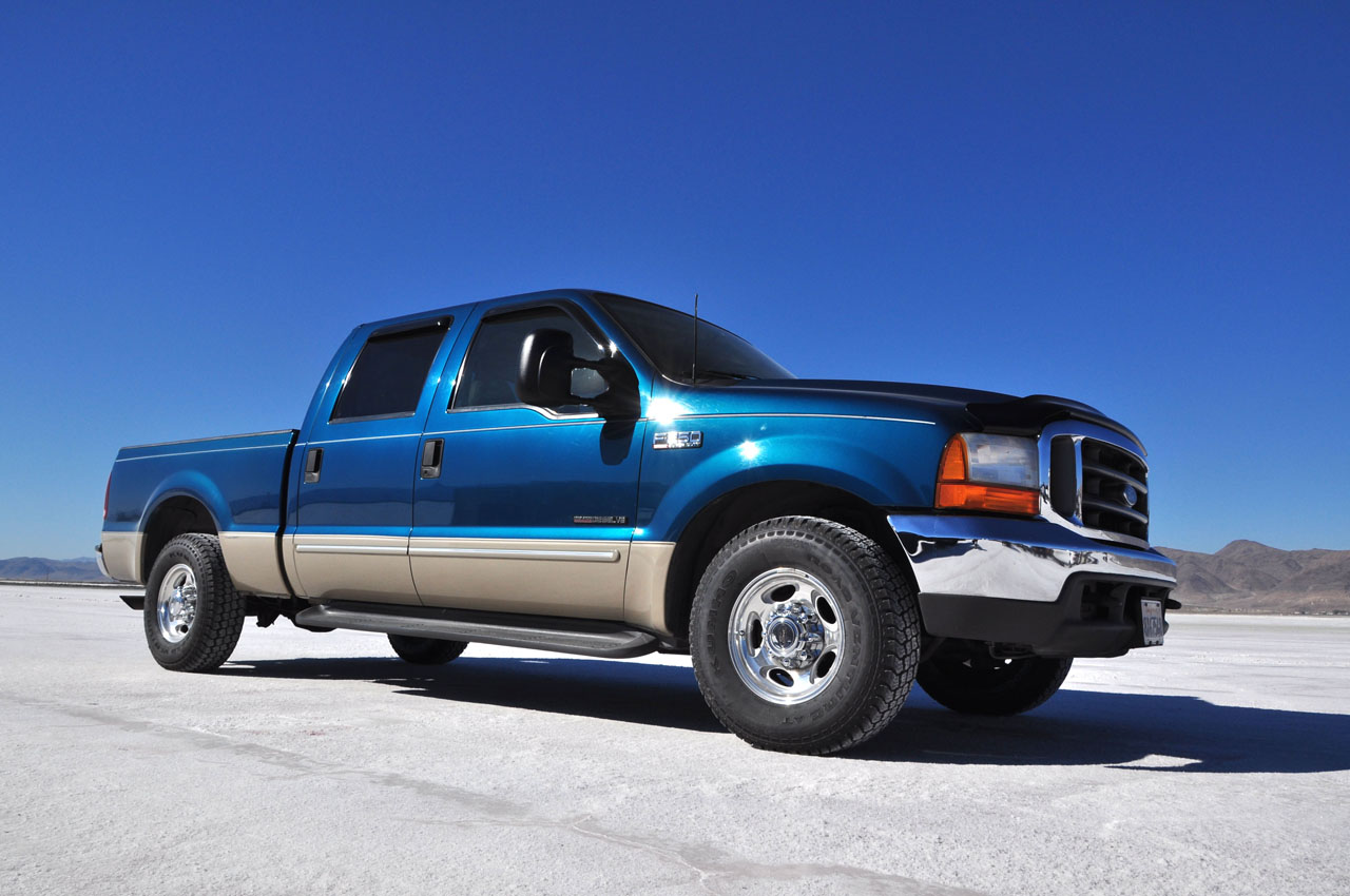 Meaty new tires helped the truck stay afloat on this salt bed in the Mojave Desert.