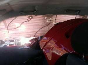 Deployed side curtain airbags